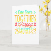 Gelukkig 1-jarig jubileum, één jaar samen! kaart (Gele Bloem)
