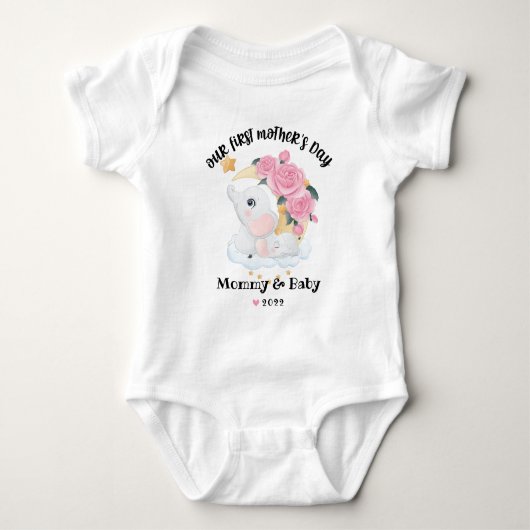 Gelukkig 1e Moederdag Baby Body Romper (Voorkant)