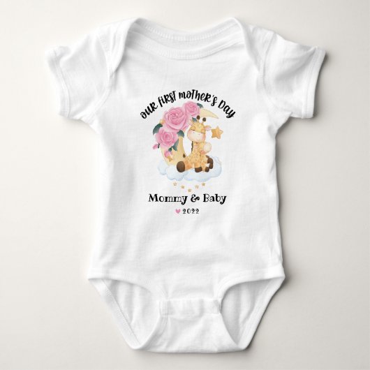 Gelukkig 1e Moederdag Baby Body Romper (Voorkant)