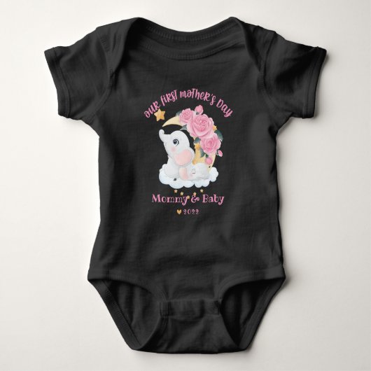 Gelukkig 1e Moederdag Baby Body Romper (Voorkant)