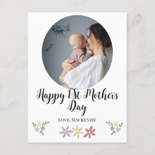 Gelukkig 1e Moederdag simpele mam & baby foto Feestdagenkaart