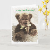 Gelukkig 1st feestvarken of meisje kaart (Gele Bloem)