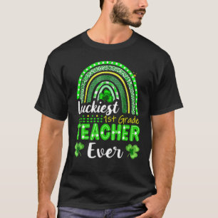Gelukkig 1st graads leraar ooit vlinder St Patrick T-shirt
