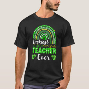 Gelukkig 1st graads leraar ooit vlinder St Patrick T-shirt