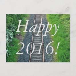 Gelukkig 2016! Treinspoor Spoorlijn in de natuur Briefkaart