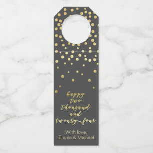 Gelukkig 2024 - Gouden Script & Gouden Sparkles Flessenhanger