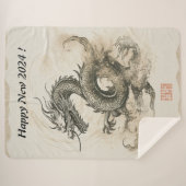 Gelukkig 2024 Jaar van Dragon  Schets No1 Sherpa Deken (Voorkant (horizontaal))
