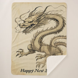 Gelukkig 2024 Jaar van Dragon  Schets No2 Sherpa Deken