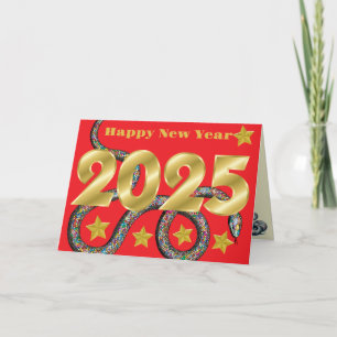 Gelukkig 2025 Jaar van de Slang Plat Kaart