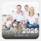 Gelukkig 2025 Klad en Kwast Nieuwjaar Foto Vakanti Vierkante Sticker (Voorkant)