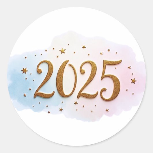 Gelukkig 2025 ronde sticker (Voorkant)