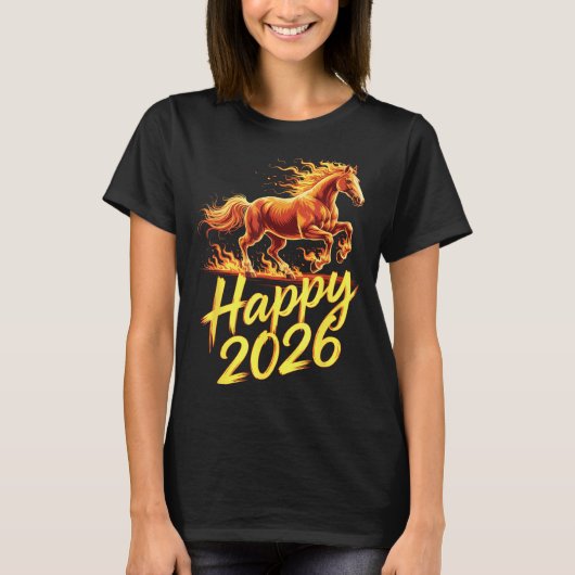 Gelukkig 2026 Jaar Van Het Paard Chinese Dierriem  T-shirt (Voorkant)