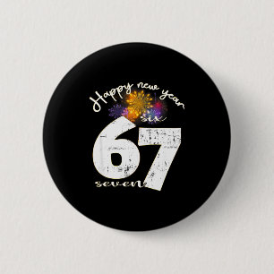 Gelukkig 2026 Oud en Nieuw feest 67 Zes Zeven Meme Ronde Button 5,7 Cm