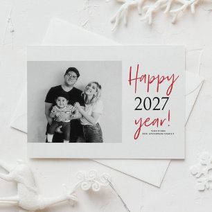 Gelukkig 2027 Modern Lettertype Foto Nieuwjaar Feestdagenkaart