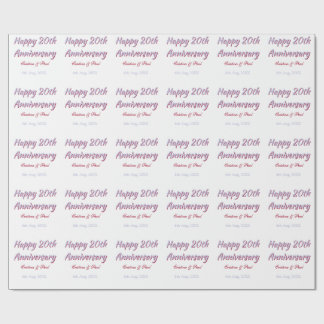 Gelukkig 20-jarig jubileum PURPER MARON TROUWNAAM Cadeaupapier