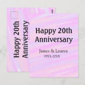Gelukkig 20-jarig jubileum roze paarse pastel naam briefkaart (Voorkant / Achterkant)