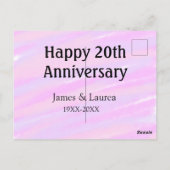 Gelukkig 20-jarig jubileum roze paarse pastel naam briefkaart (Achterkant)