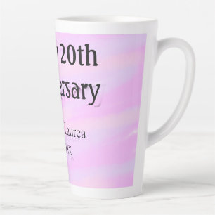 Gelukkig 20-jarig jubileum roze paarse pastel naam latte mok