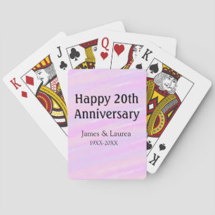 Gelukkig 20-jarig jubileum roze paarse pastel naam pokerkaarten