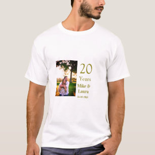 Gelukkig 20-jarig jubileum voeg koppel naam datum  t-shirt
