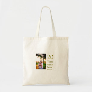 Gelukkig 20-jarig jubileum voeg koppel naam datum tote bag
