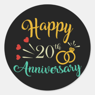 Gelukkig 20e Jubileum Matching Koppels 20e Anniv Ronde Sticker