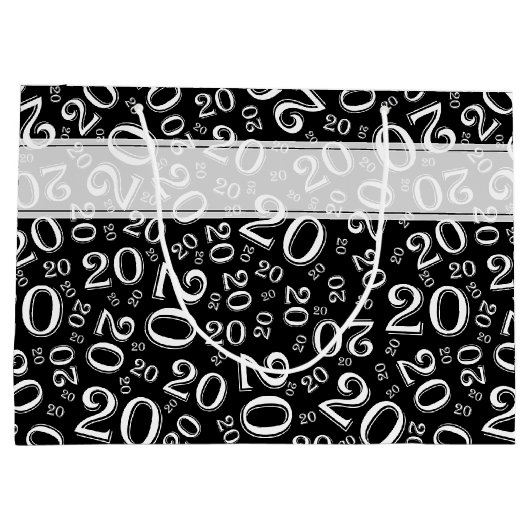 Gelukkig 20e Willekeurig Nummerpatroon Zwart/Wit Groot Cadeauzakje (Achterkant)