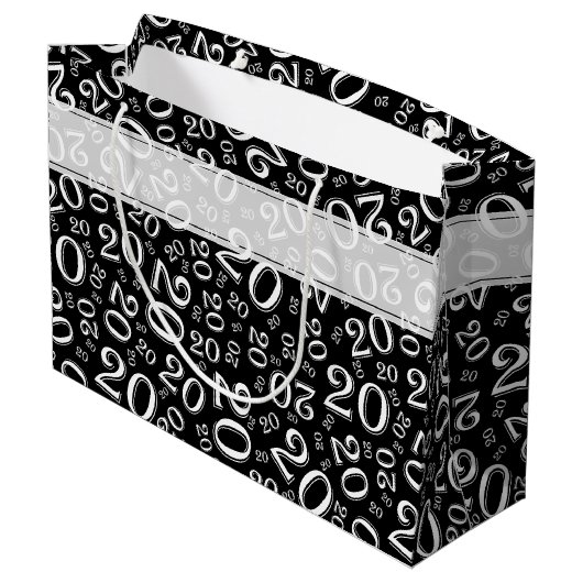 Gelukkig 20e Willekeurig Nummerpatroon Zwart/Wit Groot Cadeauzakje (Achterkant Gekanteld)