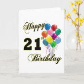 Gelukkig 21ste verjaardag met ballonnen kaart (Gele Bloem)