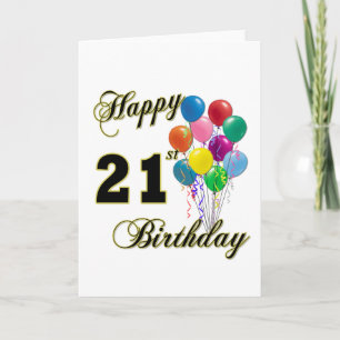 Gelukkig 21ste verjaardag met ballonnen kaart