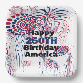 Gelukkig 250-jarig Amerika Patriottisch Vuurwerk Papieren Bordje