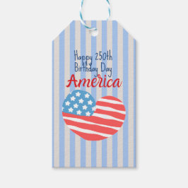 Gelukkig 250e verjaardag Amerika, Vlag Hart 1776-2 Cadeaulabel