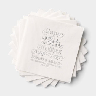 Gelukkig 25-jarig huwelijksjubileum Retro typograf Folie Servetten