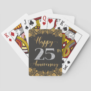 Gelukkig 25-jarig Huwelijksjubileum Zilveren Bruil Pokerkaarten