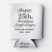 Gelukkig 25-jarig huwelijksjubileum Zwarte typogra Blikjeskoeler (Voorkant)