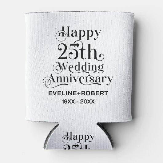 Gelukkig 25-jarig huwelijksjubileum Zwarte typogra Blikjeskoeler (Voorkant)