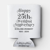 Gelukkig 25-jarig huwelijksjubileum Zwarte typogra Blikjeskoeler (Achterkant)
