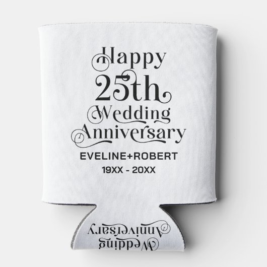 Gelukkig 25-jarig huwelijksjubileum Zwarte typogra Blikjeskoeler (Achterkant)
