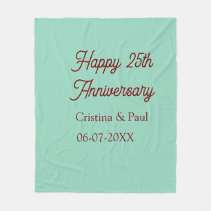 Gelukkig 25-jarig jubileum groene mauve pastel boh fleece deken
