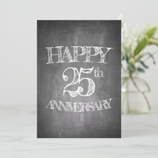 Gelukkig 25-jarig jubileum op krijtbord kaart (Staand voorkant)