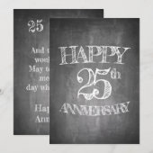 Gelukkig 25-jarig jubileum op krijtbord kaart (Voorkant / Achterkant)
