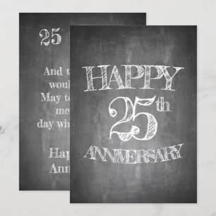 Gelukkig 25-jarig jubileum op krijtbord kaart