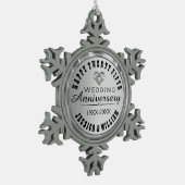 Gelukkig 25e bruiloft Jubileum Tin Sneeuwvlok Ornament (Links)