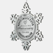 Gelukkig 25e bruiloft Jubileum Tin Sneeuwvlok Ornament (Rechts)