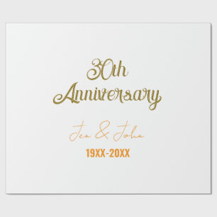 Gelukkig 30-jarig huwelijksjubileum gouden oranje cadeaupapier