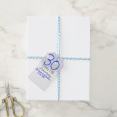 Gelukkig 30-jarig huwelijksjubileum zilver blauwe  cadeaulabel (Met Touw)