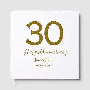 Gelukkig 30-jarig jubileum naam datum gouden hoofd gastenboek