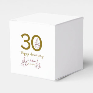 Gelukkig 30-jarig jubileum naam datum gouden rode bedankdoosjes