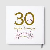 Gelukkig 30-jarig jubileum naam datum gouden rode gastenboek (Achterkant)