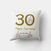 Gelukkig 30-jarig jubileum naam datum gouden rode kussen (Achterkant)